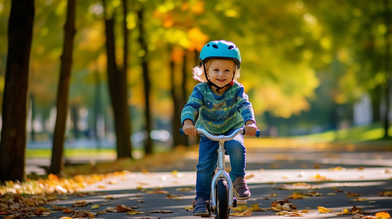 dziecko jedzie na rowerze w parku